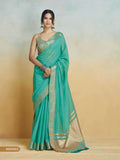 Sea Green - Handloom  -Cotton Silky Banarasi Saree with Blouse Piece - SHISLI960002 10KT25
