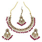 Magenta - Antique Gold Finish Necklace & Earrings Set - Bollywood - Weddings - KAJ996 11KT24
