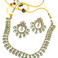 Sea Green - Small Size Antique Gold Finish Necklace Set with Earrings - Bollywood - AE2519 08C25