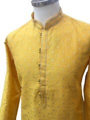 Haldi Yellow Handloom Banarasi Mens Kurta Set - UK Stock - 24h Dispatch - HONDA55 KC 0324