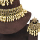 Gold / Neutral - Large Size Antique Gold Finish Necklace Set with Earrings - JE14  KY 0424