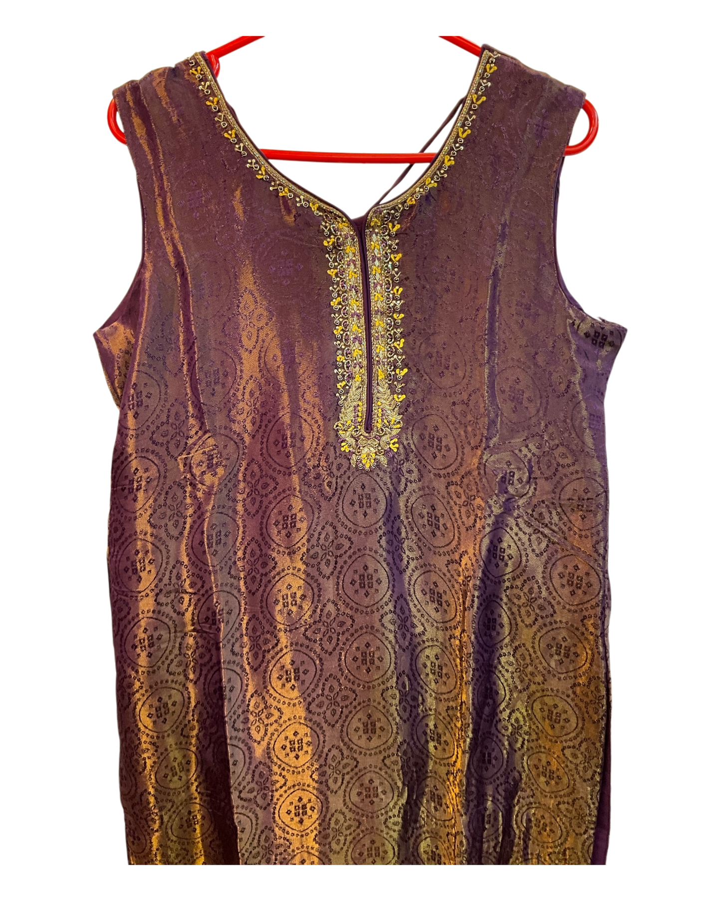 UK 14 / 40" - Wine - Silky Brocade Ladies Trousers Suit - Sangeet / Henna / Temple - OC42169 TJ