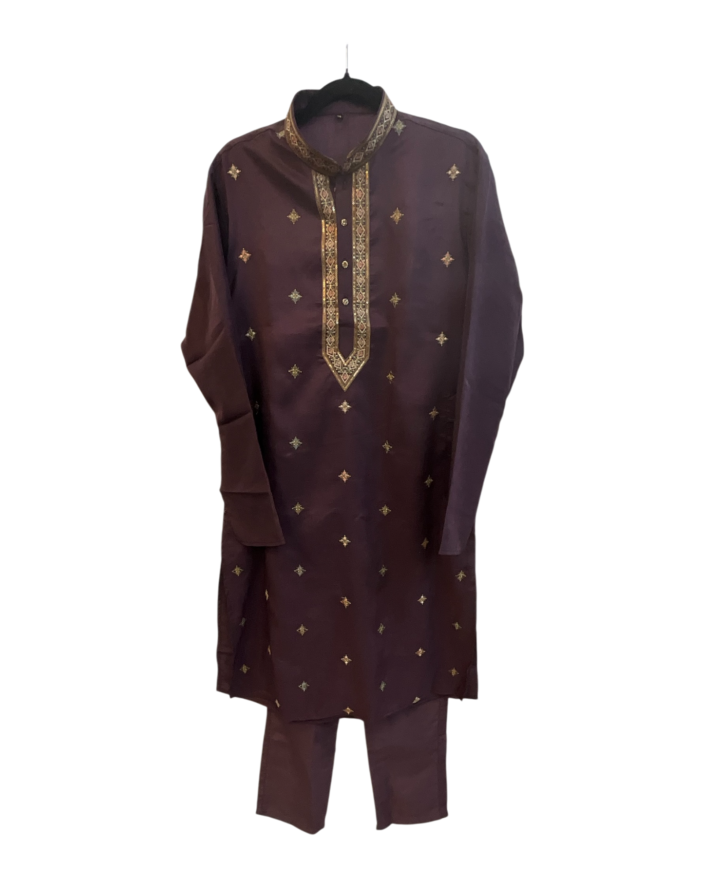 Wine - Soft Cotton Silky Mens Kurta Set with Neck Thread Embroidery- Sangeet Mehendi Haldi - KCS1025 06VY26