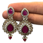 Dark Pink - Large - Antique Gold Finish Traditional Earrings - Bollywood - Weddings - 15ER549 07Rp26