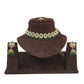 Green - Medium Size Antique Gold Finish Necklace Set with Earrings - RAK122  R 0424