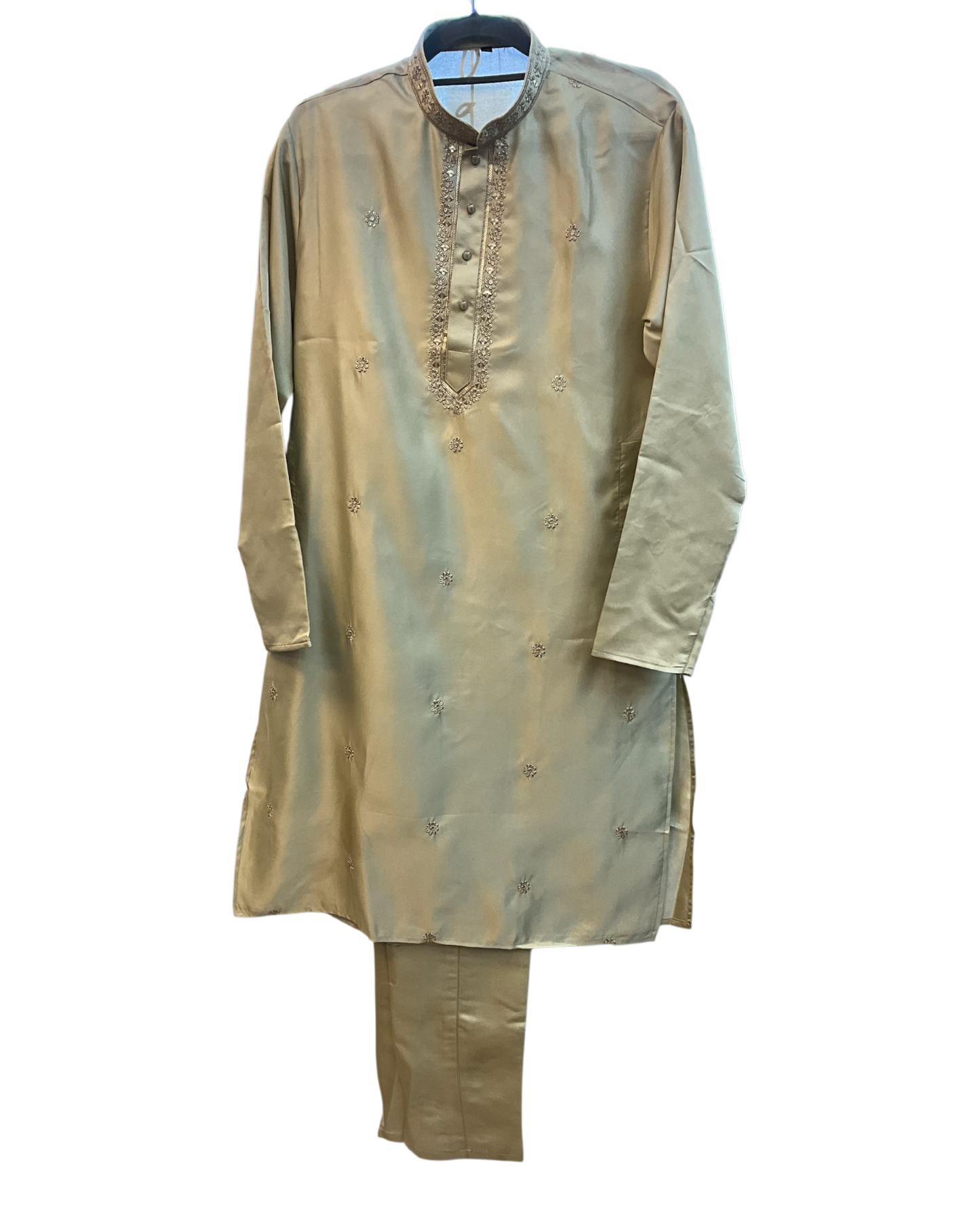 Pastel Pista Green - Soft Cotton Mens Kurta Set with Neck Thread Embroidery- Sangeet Mehendi Haldi - KCS1019 06KC26