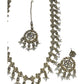 Clear - Large Size Antique Gold Finish Long Necklace Set with Earrings - RZ13  11KT24
