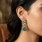 Sea Green - Small - Antique Gold Finish Traditional Earrings - Bollywood - Weddings - 15ER715 07J26