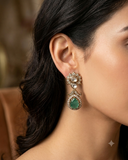 Sea Green - Small - Antique Gold Finish Traditional Earrings - Bollywood - Weddings - 15ER715 07J26
