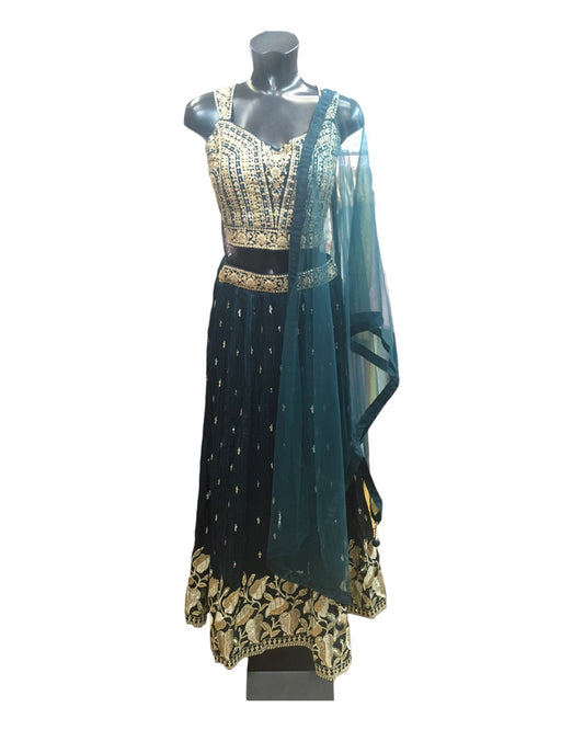 Beautiful Teal Blue Lehenga Set - Size 16(42") - UK Stock - 24h Dispatch - KTC2439 VC0124