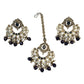 Navy Blue - Large Size Antique Gold Finish Necklace Set with Earrings - AV7787  11KK24