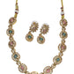 Sea Green / Pink - Small Size Gold Finish Necklace Set with Earrings - SB1124  11A24