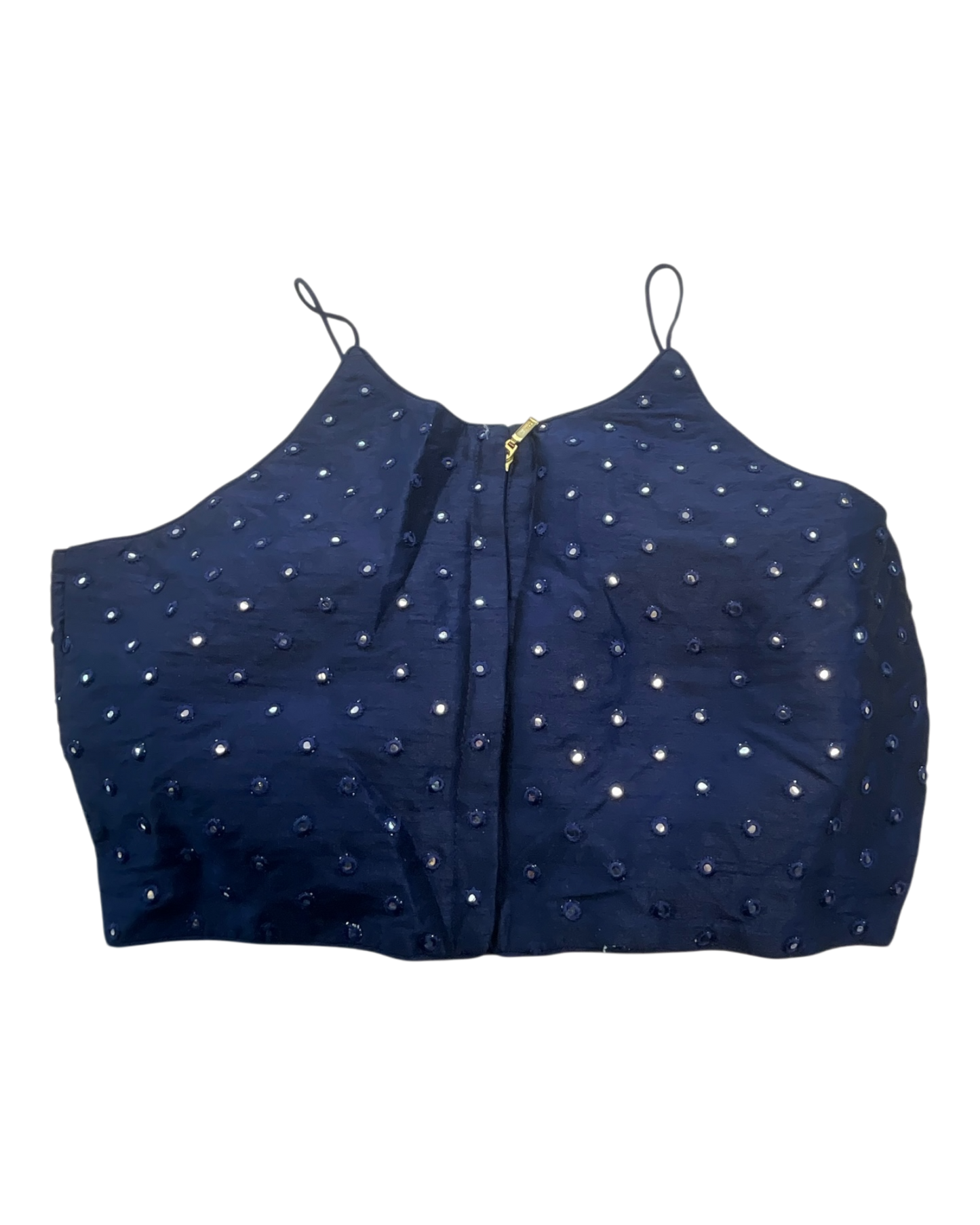 36" / UK 10 - Navy Blue - Mirror Work Strap Saree Blouse with cups - UK Stock - Quick Delivery - RNK - R778 -KY