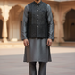 Black - Sequins All Over Embroidered - Mens Indian Waistcoat - UK Stock - 24 hr Dispatch - KCS4785 03KR26