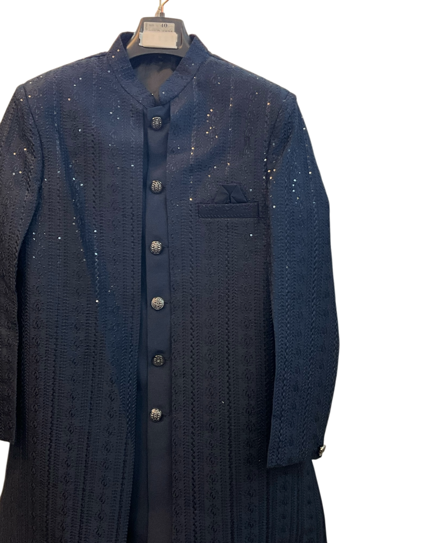 Navy Blue - Mens Knee Length  Jacket with Long Waistcoat - Sherwani / Indo-Western - Fantastic Fit - KCS6625 03TT26
