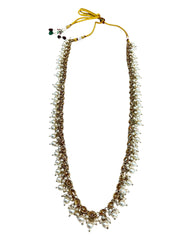 Light Pearl - Medium Size Antique Gold Finish Long Necklace Set with Earrings - RAK411 H 0525