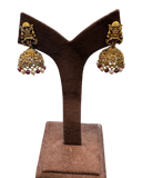 Maroon - Medium - Antique Gold Finish Traditional Earrings - Bollywood - Weddings - AE2611 P