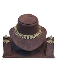 Multi Coloured - Small Size Antique Gold Finish Necklace Set with Earrings - AE2501  A 0525