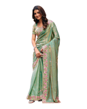 Mint Green - Fancy Party Saree with Blouse Piece - UK stock - 24hr Dispatch - LTF4605 07VY26