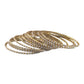 White Stones - Set of 12 Stone / Pearl Bangles - Antique Gold Finish (Pair) - JAN739 Vp 0923