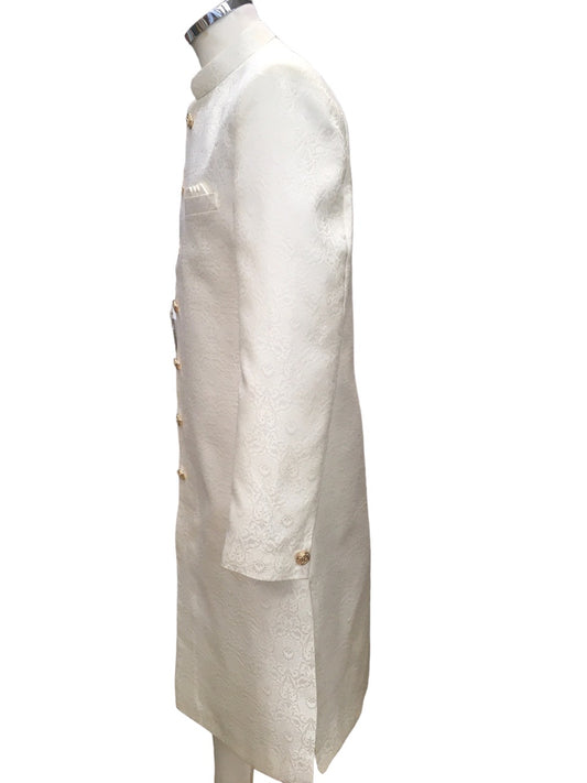 Cream - Classic Self Brocade Sherwani with Gold Buttons - XS, S, M, L, XL to XXXL BS786 JP 0823