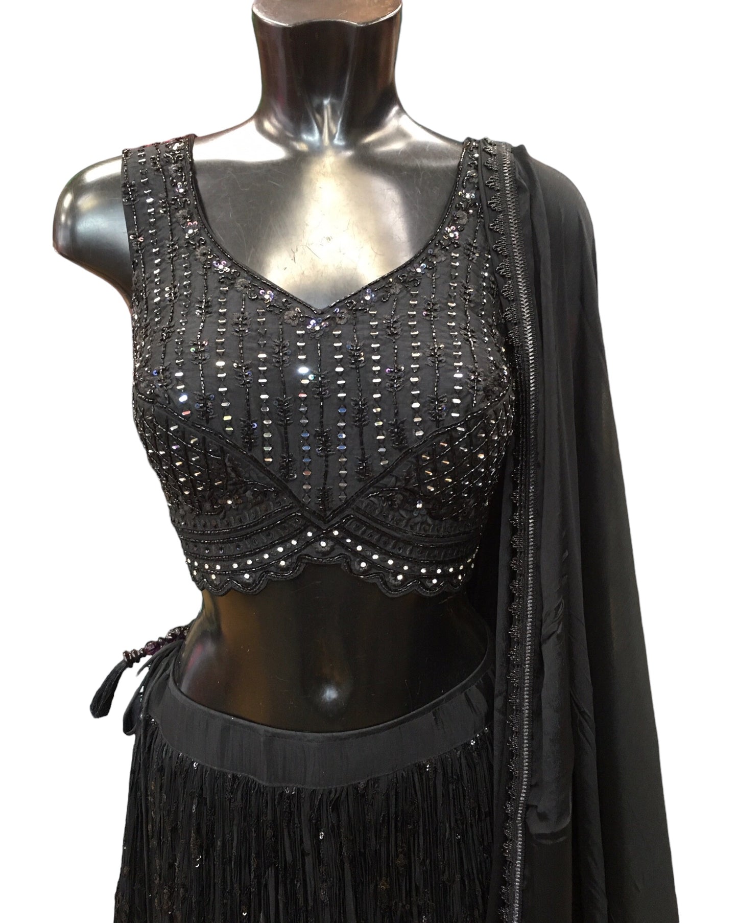 Stunning Intricately Embroidered Black Lehenga Set - Size 12 - UK Stock - 24h Dispatch - HD132 CY 0124