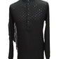 Black - Lucknowi Sequins Mens Indian Kurta set - Weddings / Walimas , Sangeet, Eid, Mehndi / Henna - YD2402 KT 0324