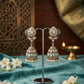 Sea Green - Royal Teardrop Kundan & Pearl Jhumka Earrings - 6JE06 10Pp26