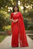Sale - Coral Pink - Fancy Saree with Blouse Piece - DM2219 VJ 0922