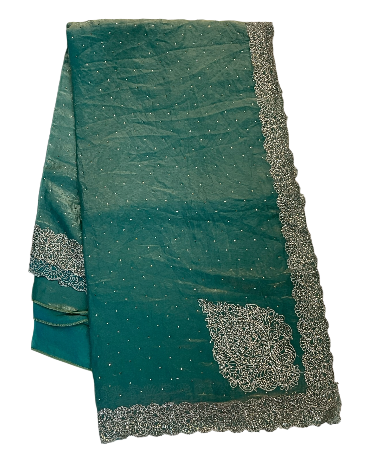 Sage Green - Rich Saree with Thread / Stone Embroidery and Blouse Piece - UK stock - 24hr Dispatch - RS2525 VJ