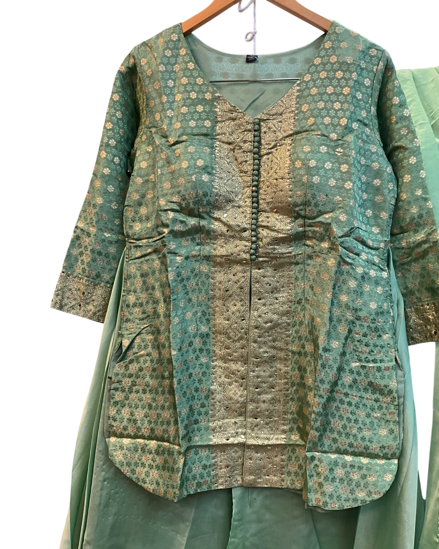 UK 16 / 42" - Mint Green - Ladies Sharara / Palazzo Trousers Suit - UK Stock - Sangeet / Henna / Weddings - OC21195 VA
