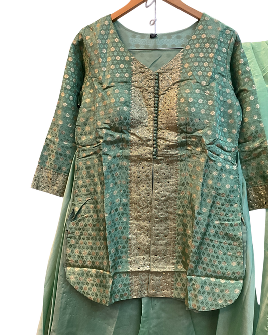 UK 16 / 42" - Mint Green - Ladies Sharara / Palazzo Trousers Suit - UK Stock - Sangeet / Henna / Weddings - OC21195 VA