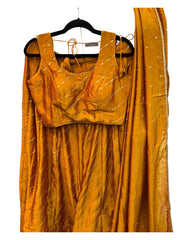 Amber Yellow -  Dupion Silk Lehenga Set - Size UK 12 (38