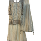 UK 18 / 44" - Cream / Light Gold - Crepe Ladies Sharara / Palazzo Trousers Suit - Sangeet / Henna / Temple - OC83009 JV