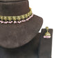 Pink - Small Size Antique Gold Finish Necklace Set with Earrings - VJY401  A 0424