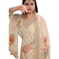Cream - Simple / Classy Ladies Indian Palazzo Trousers Suit with Printed Dupatta - Size 20 (46") - VF67835 TK1024