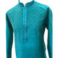 Turquoise Blue - Silky Self Brocade Mens Kurta Set - Wedding Sangeet Mehendi Haldi - SHU2308 KT 0923