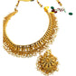 Pearl / Gold - Medium Size Gold Finish Necklace Set with Earrings - Bollywood - AE2516 08KY25
