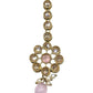 Pink - Antique Gold Finish Medium Size Tika Head Piece - Indian Ladies Fashion Jewellery - AE2432 11Vp24