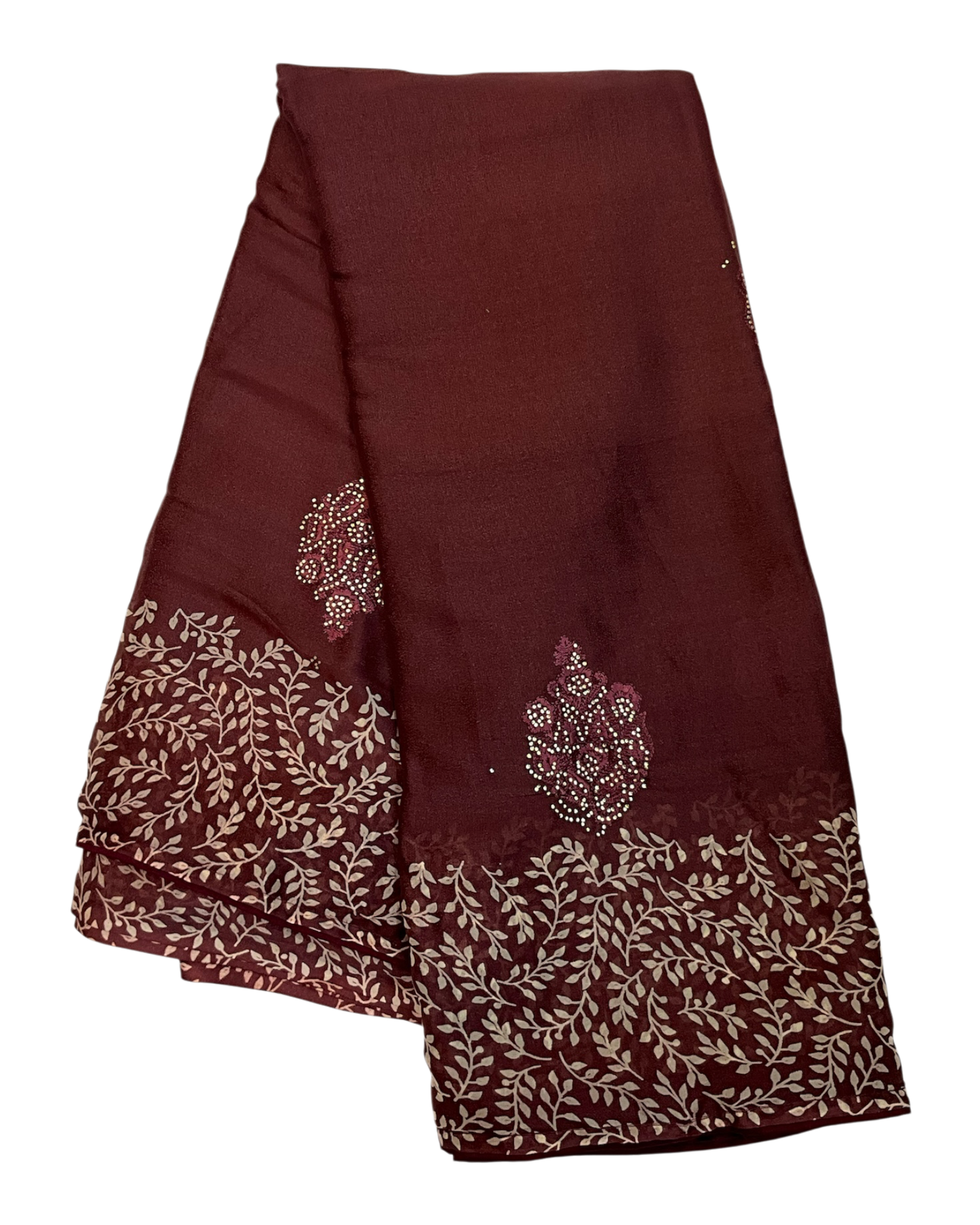 Brown - Chiffon Printed Saree with Blouse Piece - UK stock - 24hr Dispatch - LTF107 07KT26