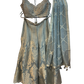 UK 12 / 38" - Pastel Light Grey / Silver - Designer Ladies Indian Short Top Palazzo Trousers Suit - UK Stock - 2/3 days delivery - VMK Jivika AV