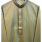 Light Green / Pista - Soft Cotton Mens Kurta Set with Neck Thread Embroidery- Sangeet Mehendi Haldi - KCS1038 03KT26