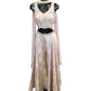 Champagne / Peach - Designer Ladies Short Top Palazzo Trousers Suit - Size 12 (38") - VMK KIA RR