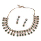 Green  - Medium Size Rose Gold Finish Necklace Set with Earrings - SB568  11KK24