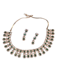 Green  - Medium Size Rose Gold Finish Necklace Set with Earrings - SB568  11KK24