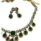 Green - Small - Antique Gold Finish Necklace Set with Earrings & - AE2521 08KK25