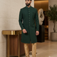 SALE ! Stunning Bottle Green Self Coloured Embroidery Sherwani with Cream Trousers -  SHU2302 JR0123