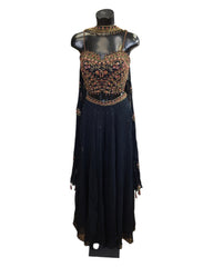 Black - Designer Ladies Short Strap Top Palazzo Trousers Suit - Size 10 (36
