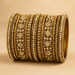 Clear White Stone and Pearl - Antique Gold Finish Bangles Set (Set of 18) - UK stock - SM, M, L, XL JAN2611 05P25