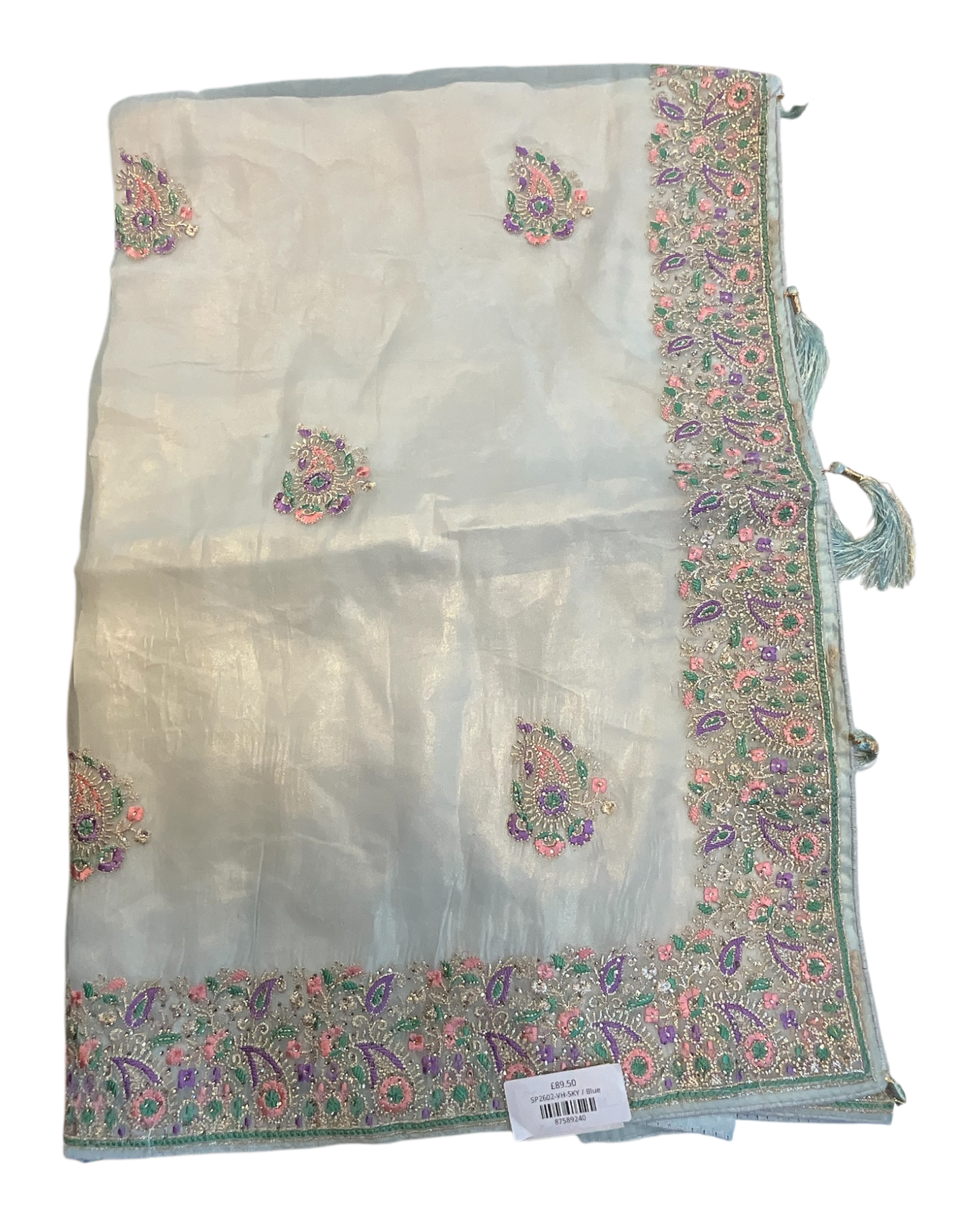 Pastel Sky Blue - Fancy Party Saree with Blouse Piece - UK stock - 24hr Dispatch - SP2602 VH